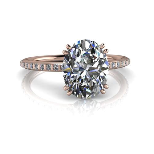 2.34 Ct Stunning Solitaire Oval Natural Moissanite Wedding Rings for Ladies Fine 18K Rose Gold