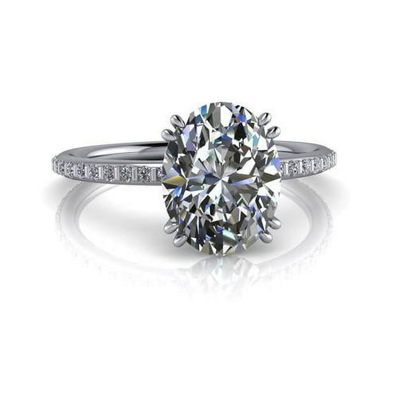 2.34 Ct Wonderful Oval Natural Moissanite Wedding Rings for her Fine 18K White Gold
