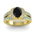 thumbnail image 1 of 2.35 Carat Beautiful Oval Cut Black Onyx & Aquamarine Gemstone Anniversary Ring for Women Solid 18K Yellow Gold Size 3 by Diamond-Capitals, 1 of 8