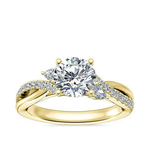 2.35 Carat Beautiful Round Cut (D/VVS1) Moissanite Wedding Ring for Ladies 14K Yellow Gold Ring Size 5 by Diamond-Capitals