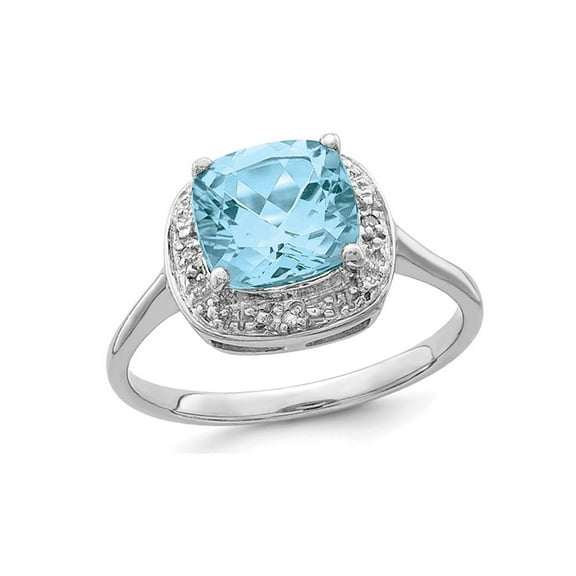 2.35 Carat (Ctw) Swiss Blue Topaz Cushion Cut Ring in Sterling Silver