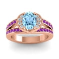 thumbnail image 1 of 2.35 Carat Elegant Oval Cut Aquamarine & Amethyst Gemstone Bridal Ring for Women Solid 18K Rose Gold Size 11.5 by Diamond-Capitals, 1 of 8