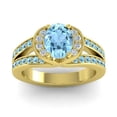 thumbnail image 1 of 2.35 Carat Elegant Oval Cut Aquamarine Gemstone Bridal Ring for Women Solid 18K Yellow Gold Size 11.5 by Diamond-Capitals, 1 of 8