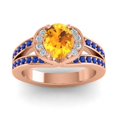 thumbnail image 1 of 2.35 Carat Elegant Oval Cut Citrine & Blue Sapphire Gemstone Anniversary Ring for Women 18K Rose Gold Size 6 by Diamond-Capitals, 1 of 8