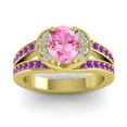 thumbnail image 1 of 2.35 Carat Elegant Oval Cut Pink Sapphire & Amethyst Gemstone Bridal Ring for Women Solid 18K Yellow Gold Size 11.5 by Diamond-Capitals, 1 of 8