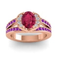 thumbnail image 1 of 2.35 Carat Elegant Oval Cut Red Ruby & Amethyst Gemstone Anniversary Ring for Women 18K Rose Gold Size 6 by Diamond-Capitals, 1 of 8