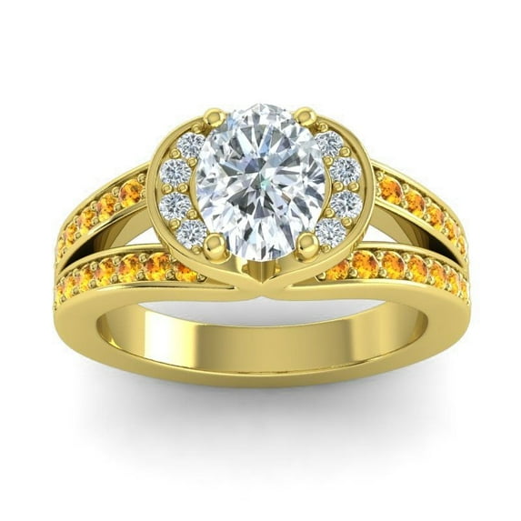 2.35 Carat (F-G/VS1) Natural Diamond Citrine Gemstone Classic Ring for Anniversary Gift 14K Yellow Gold Size 9.5 by Diamond-Capitals