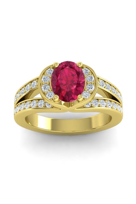 2.35 Carat (F-G/VS1) Natural Diamond Red Ruby Gemstone Classic Bridal Ring for her 18K Yellow Gold Size 8.5 by Diamond-Capitals