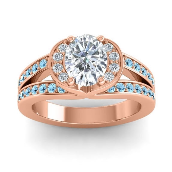 2.35 Carat Natural Diamond Aquamarine Gemstone Charming Bridal Ring for Ladies Solid 14K Rose Gold Size 10.5 by Diamond-Capitals