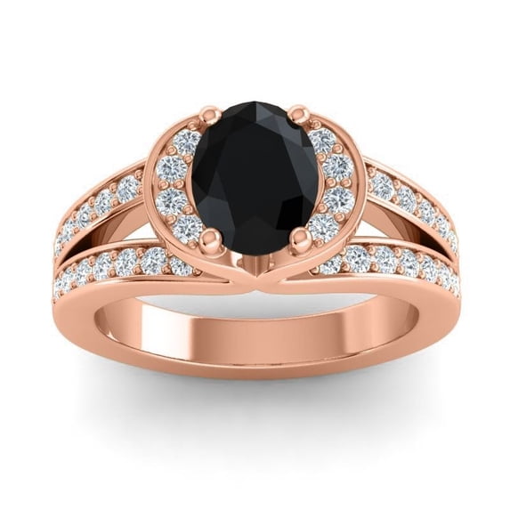 2.35 Carat Natural Diamond Black Onyx Gemstone Fancy Ring for Birthday Gift 14K Rose Gold Size 9.5 by Diamond-Capitals