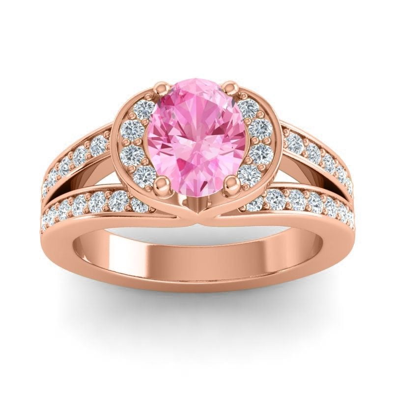 2.35 Carat Natural Diamond Pink Sapphire Gemstone Shiny Wedding Ring ...