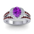 thumbnail image 1 of 2.35 Carat Oval Cut Amethyst & Garnet Gemstone Beautiful Anniversary Ring for Ladies Solid 14K White Gold Size 10.5 by Diamond-Capitals, 1 of 8