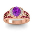 thumbnail image 1 of 2.35 Carat Oval Cut Amethyst & Red Ruby Gemstone New Design Engagement Ring for Ladies Solid 14K Rose Gold Size 4.5 by Diamond-Capitals, 1 of 8