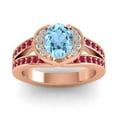 thumbnail image 1 of 2.35 Carat Oval Cut Aquamarine & Red Ruby Gemstone Elegant Anniversary Ring for Women 18K Rose Gold Size 6 by Diamond-Capitals, 1 of 8