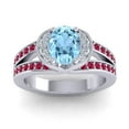 thumbnail image 1 of 2.35 Carat Oval Cut Aquamarine & Red Ruby Gemstone Stylish Ring for Birthday Gift Solid 18K White Gold Size 11 by Diamond-Capitals, 1 of 8