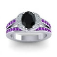 thumbnail image 1 of 2.35 Carat Oval Cut Black Onyx & Amethyst Gemstone Elegant Anniversary Ring for Women 18K White Gold Size 6 by Diamond-Capitals, 1 of 8