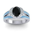 thumbnail image 1 of 2.35 Carat Oval Cut Black Onyx & Blue Topaz Gemstone Shiny Engagement Ring for Ladies Solid 14K White Gold Size 4.5 by Diamond-Capitals, 1 of 8