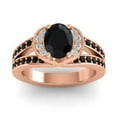 thumbnail image 1 of 2.35 Carat Oval Cut Black Onyx Gemstone Classic Bridal Ring for her 18K Rose Gold Size 8.5 by Diamond-Capitals, 1 of 8