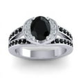 thumbnail image 1 of 2.35 Carat Oval Cut Black Onyx Gemstone Shiny Engagement Ring for Ladies Solid 14K White Gold Size 4.5 by Diamond-Capitals, 1 of 8