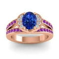thumbnail image 1 of 2.35 Carat Oval Cut Blue Sapphire & Amethyst Gemstone Beautiful Anniversary Ring for Ladies Solid 14K Rose Gold Size 10.5 by Diamond-Capitals, 1 of 8