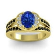 thumbnail image 1 of 2.35 Carat Oval Cut Blue Sapphire & Black Onyx Gemstone Stylish Ring for Birthday Gift 14K Yellow Gold Size 9.5 by Diamond-Capitals, 1 of 8