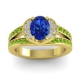 thumbnail image 1 of 2.35 Carat Oval Cut Blue Sapphire & Peridot Gemstone Stylish Ring for Birthday Gift Solid 18K Yellow Gold Size 11 by Diamond-Capitals, 1 of 8