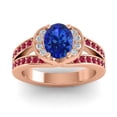 thumbnail image 1 of 2.35 Carat Oval Cut Blue Sapphire & Red Ruby Gemstone Unique Ring for Birthday Gift 14K Rose Gold Size 9.5 by Diamond-Capitals, 1 of 8
