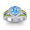 thumbnail image 1 of 2.35 Carat Oval Cut Blue Topaz & Peridot Gemstone Unique Engagement Ring for Ladies Solid 14K White Gold Size 4.5 by Diamond-Capitals, 1 of 8