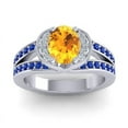 thumbnail image 1 of 2.35 Carat Oval Cut Citrine & Blue Sapphire Gemstone Unique Wedding Ring for Women 18K White Gold Size 4.5 by Diamond-Capitals, 1 of 8