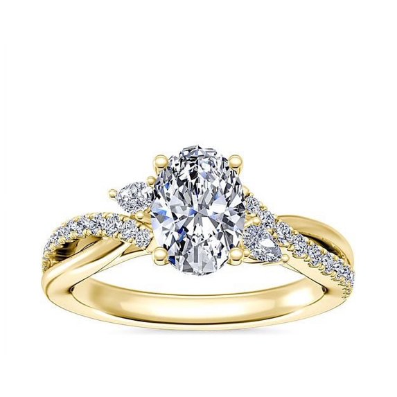2.35 Carat Oval Cut (D/VVS1) Moissanite Beautiful Bridal Ring for Women in 18K Yellow Gold Ring Size 5 Fine Jewelry Gifts by Diamond-Capitals