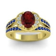 thumbnail image 1 of 2.35 Carat Oval Cut Garnet & Blue Sapphire Gemstone Beautiful Engagement Ring for Ladies Solid 14K Yellow Gold Size 4.5 by Diamond-Capitals, 1 of 8