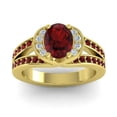 thumbnail image 1 of 2.35 Carat Oval Cut Garnet Gemstone Shiny Engagement Ring for Ladies Solid 18K Yellow Gold Size 10.5 by Diamond-Capitals, 1 of 8