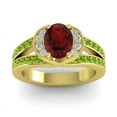 thumbnail image 1 of 2.35 Carat Oval Cut Garnet & Peridot Gemstone Shiny Engagement Ring for Ladies Solid 18K Yellow Gold Size 10.5 by Diamond-Capitals, 1 of 8