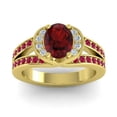thumbnail image 1 of 2.35 Carat Oval Cut Garnet & Red Ruby Gemstone Stylish Ring for Birthday Gift Solid 18K Yellow Gold Size 11 by Diamond-Capitals, 1 of 8