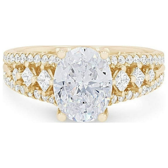2.35 Carat Oval Cut Moissanite Diamond Fine Wedding Ring for Ladies Solid 14K Yellow Gold Size 11 by Diamond-Capitals