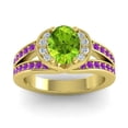 thumbnail image 1 of 2.35 Carat Oval Cut Peridot & Amethyst Gemstone Stylish Ring for Birthday Gift 14K Yellow Gold Size 9.5 by Diamond-Capitals, 1 of 8