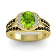 thumbnail image 1 of 2.35 Carat Oval Cut Peridot & Black Onyx Gemstone Unique Wedding Ring for Women Solid 14K Yellow Gold Size 11.5 by Diamond-Capitals, 1 of 8