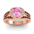 thumbnail image 1 of 2.35 Carat Oval Cut Pink Sapphire & Garnet Gemstone Classic Anniversary Ring for her 18K Rose Gold Size 8.5 by Diamond-Capitals, 1 of 8