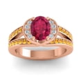 thumbnail image 1 of 2.35 Carat Oval Cut Red Ruby & Citrine Gemstone Stunning Bridal Ring for Women Solid 18K Rose Gold Size 11.5 by Diamond-Capitals, 1 of 8