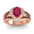 thumbnail image 1 of 2.35 Carat Oval Cut Red Ruby & Garnet Gemstone New Bridal Ring for Women Solid 18K Rose Gold Size 3 by Diamond-Capitals, 1 of 8