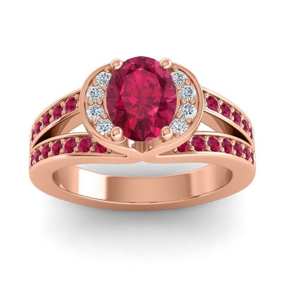 2.35 Carat Oval Cut Red Ruby Gemstone Wonderful Proposal Ring for Women Solid 14K Rose Gold Size 9 by Diamond-Capitals