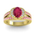 thumbnail image 1 of 2.35 Carat Oval Cut Red Ruby & Pink Sapphire Gemstone Elegant Anniversary Ring for Women 18K Yellow Gold Size 6 by Diamond-Capitals, 1 of 8