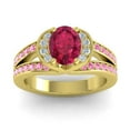 thumbnail image 1 of 2.35 Carat Oval Cut Red Ruby & Pink Sapphire Gemstone Wonderful Anniversary Ring for Women Solid 14K Yellow Gold Size 9 by Diamond-Capitals, 1 of 8