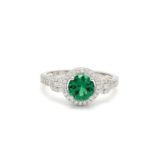 2.35 Carat Round Cut Natural Diamond Green Emerald Gemstone Latest Design Ring for Birthday Gift 14K White Gold Size 9.5 by Diamond-Capitals