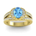 thumbnail image 1 of 2.35 Carat Shiny Natural Diamond Blue Topaz Gemstone Engagement Ring for Women 18K Yellow Gold Size 4.5 by Diamond-Capitals, 1 of 8