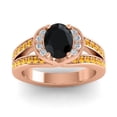 thumbnail image 1 of 2.35 Carat Sparkle Oval Cut Black Onyx & Citrine Gemstone Ring for Birthday Gift Solid 18K Rose Gold Size 11 by Diamond-Capitals, 1 of 8