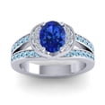 thumbnail image 1 of 2.35 Carat Stunning Oval Cut Blue Sapphire & Aquamarine Gemstone Engagement Ring for Women Solid 18K White Gold Size 5 by Diamond-Capitals, 1 of 8
