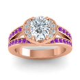 thumbnail image 1 of 2.35 Carat Unique Natural Diamond Amethyst Gemstone Wedding Ring for her 18K Rose Gold Size 6.5 by Diamond-Capitals, 1 of 8
