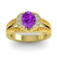 thumbnail image 1 of 2.35 Carat Stunning Oval Cut Amethyst & Citrine Gemstone Anniversary Ring for Ladies 18K Yellow Gold Size 6.5 by Diamond-Capitals, 1 of 8