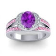 thumbnail image 1 of 2.35 Carat Wonderful Oval Cut Amethyst & Pink Sapphire Gemstone Engagement Ring for Women Solid 18K White Gold Size 5 by Diamond-Capitals, 1 of 8